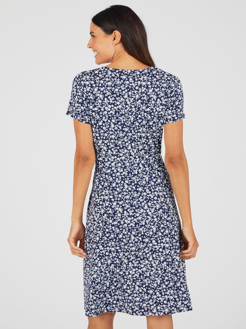 Robe effet cache-coeur viscose stretch - Damart Bleu marine - Kiabi