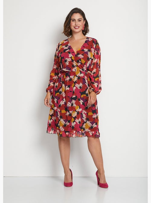 Robe effet cache-coeur voile imprimé floral - AFIBEL - Kiabi Robe effet cache-coeur voile imprimé floral - AFIBEL - Kiabi