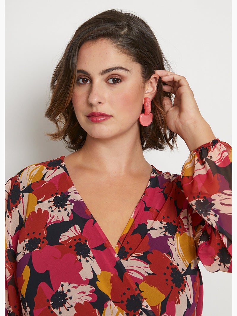 Robe effet cache-coeur voile imprimé floral - AFIBEL Multicolore - Kiabi
