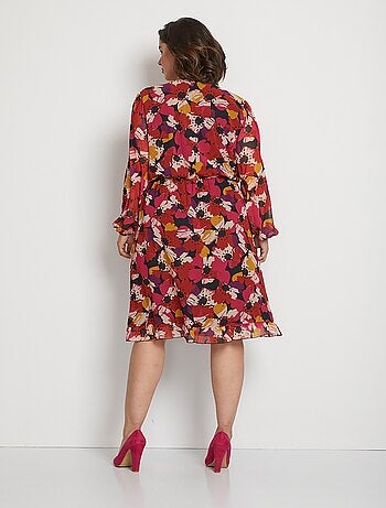 Robe effet cache-coeur voile imprimé floral