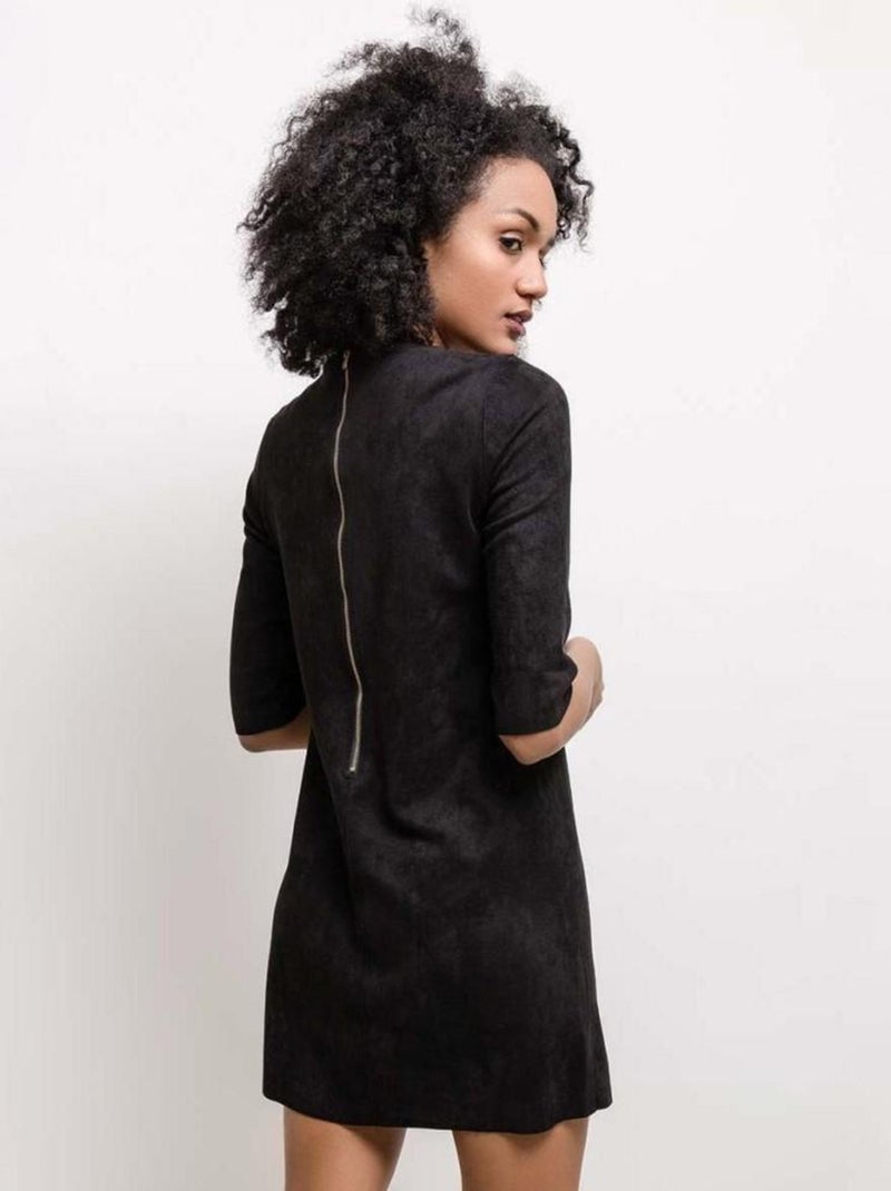 Robe effet daim noire Noir - Kiabi