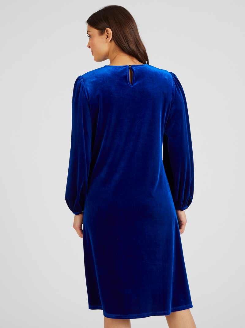 Robe effet drapé maille velours ras - Damart Bleu - Kiabi