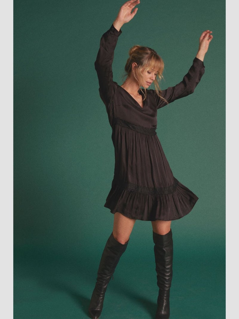 Robe ELISE droite 'Le Temps Des Cerises' Noir - Kiabi