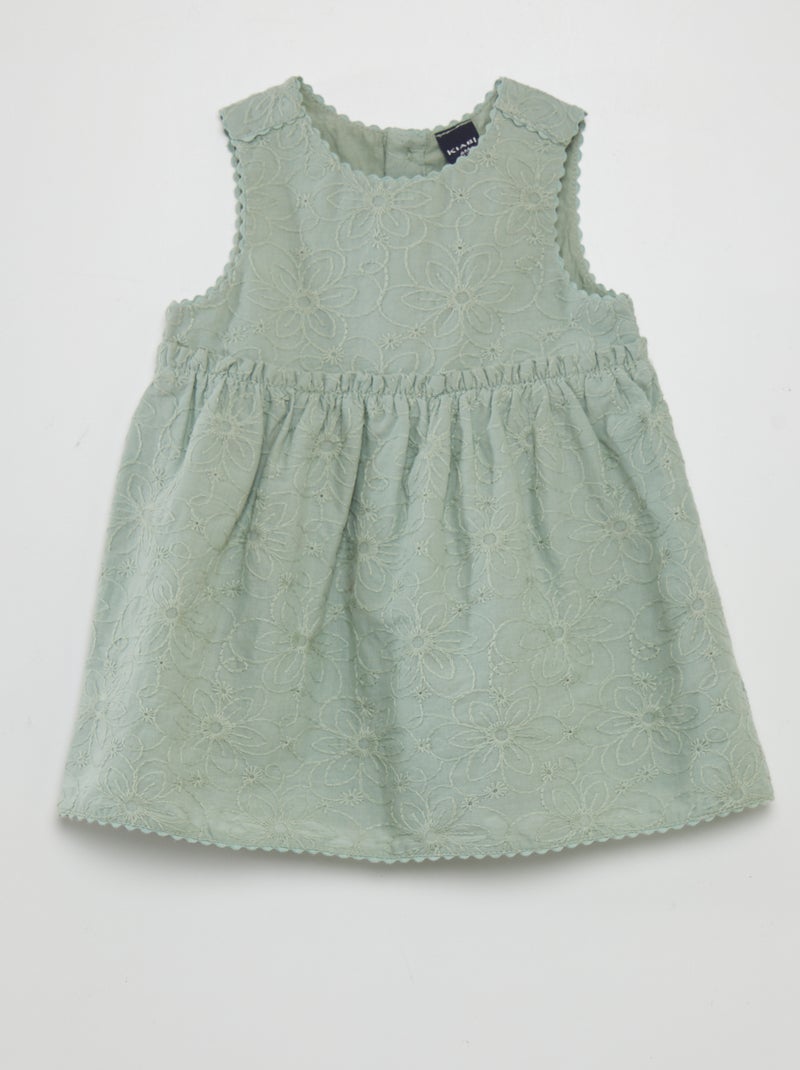 Robe en broderie anglaise Vert - Kiabi