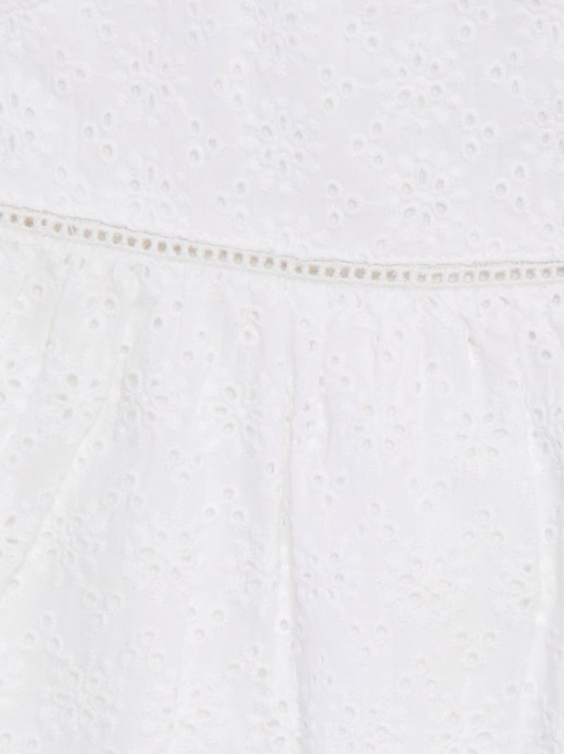 Robe en broderies anglaises avec fines bretelles Blanc - Kiabi