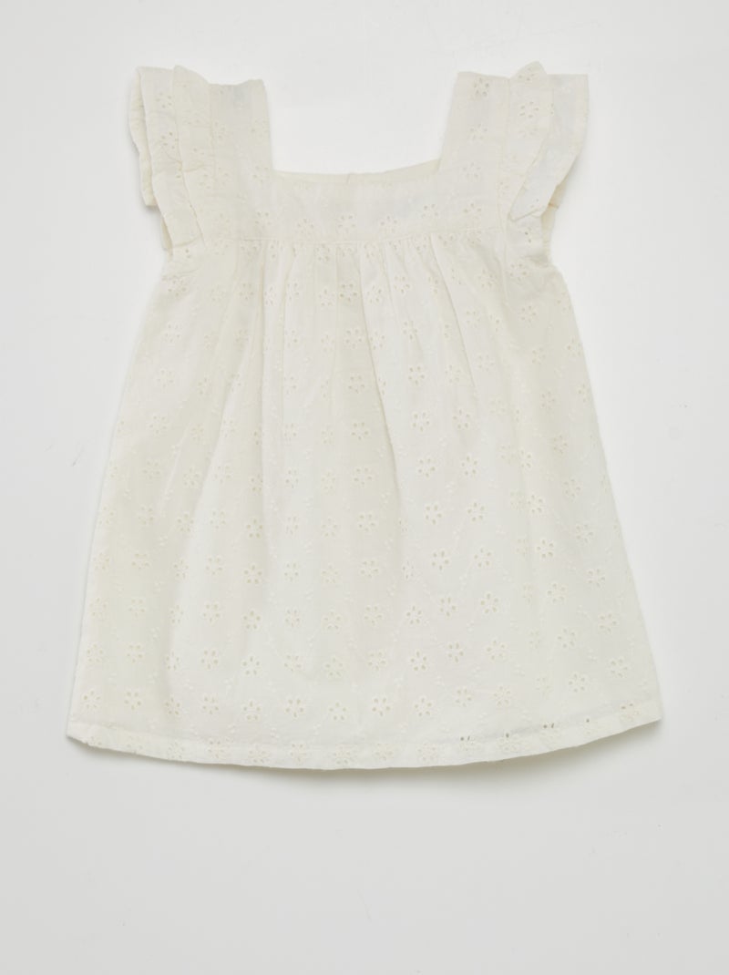 Robe en broderies anglaises Blanc - Kiabi