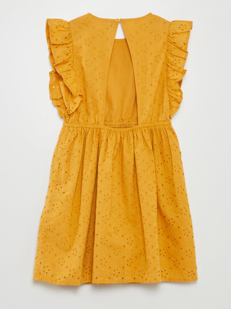 Robe en broderies anglaises Jaune moutarde - Kiabi