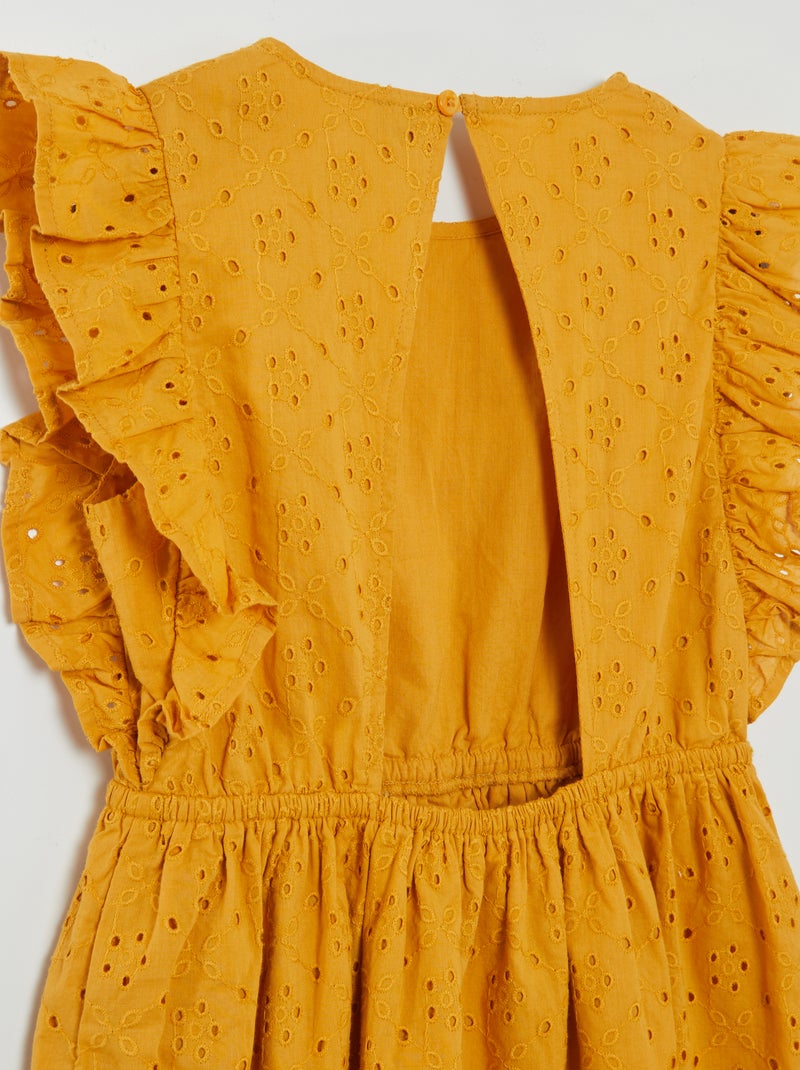 Robe en broderies anglaises Jaune moutarde - Kiabi