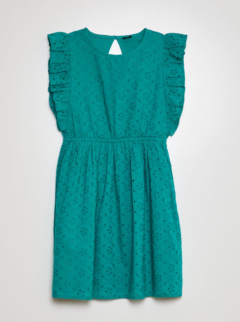 Robe en broderies anglaises Vert - Kiabi