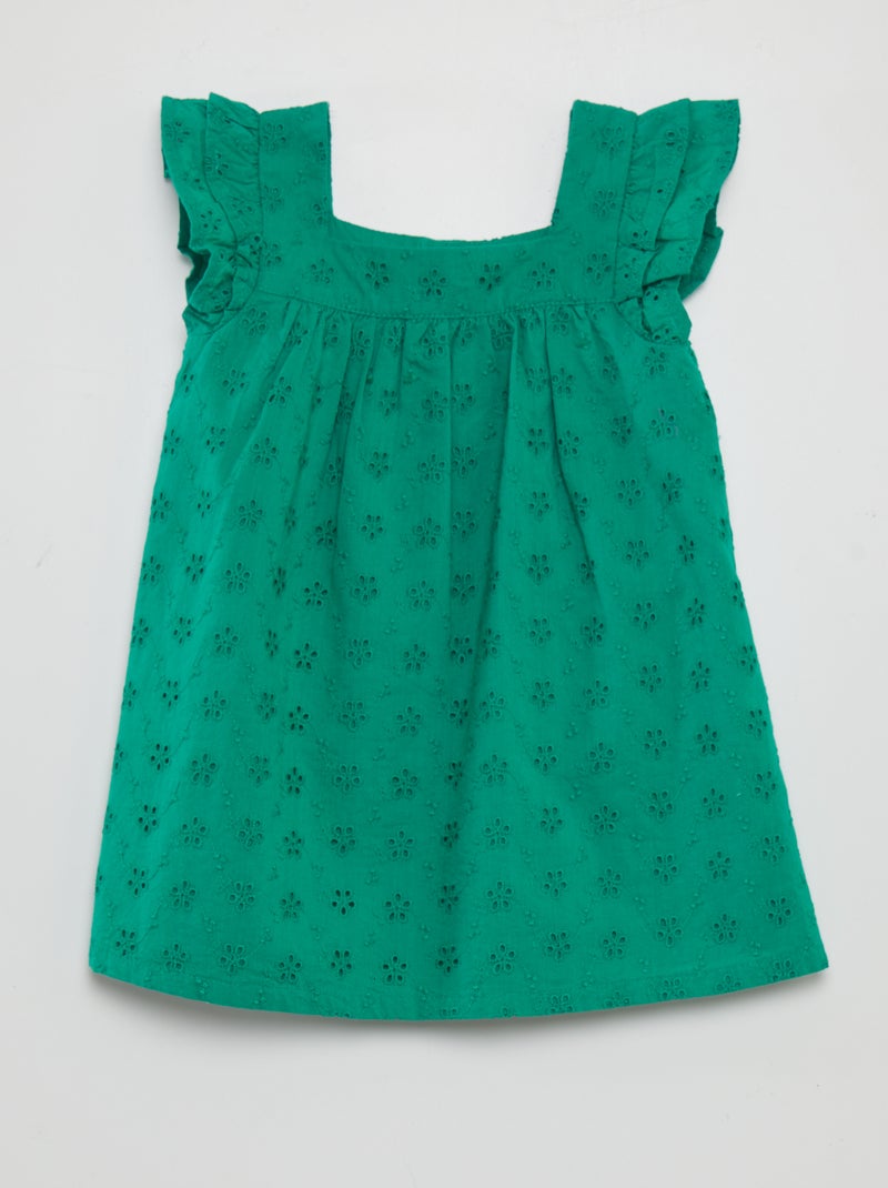 Robe en broderies anglaises Vert - Kiabi