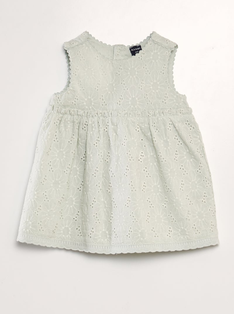 Robe en broderies anglaises Vert - Kiabi