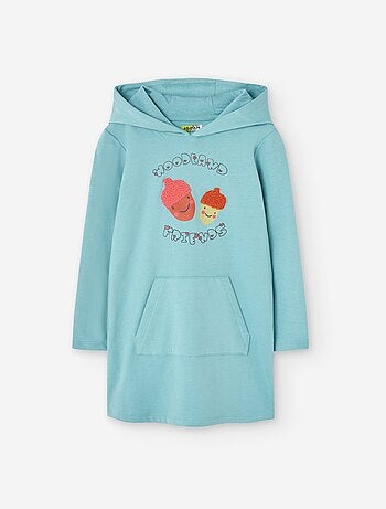 Robe en coton à capuche avec imprimé à l'avant