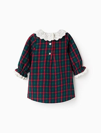 Robe en coton à carreaux avec broderie You&Me