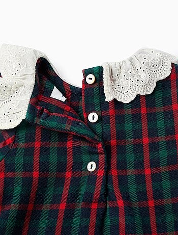 Robe en coton à carreaux avec broderie You&Me