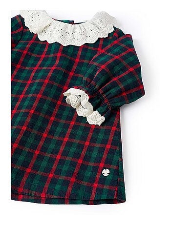 Robe en coton à carreaux avec broderie You&Me