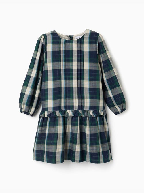 Robe en coton à carreaux avec plis b&s - Kiabi Robe en coton à carreaux avec plis b&s - Kiabi