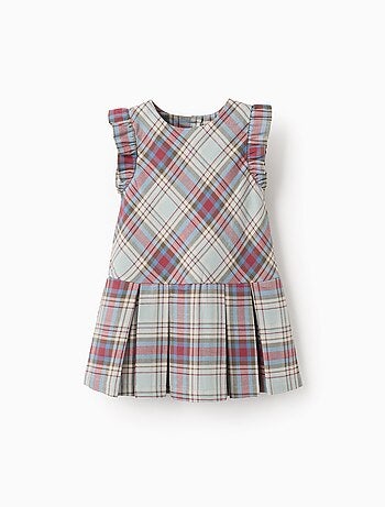 Robe en coton à carreaux avec plis B&S