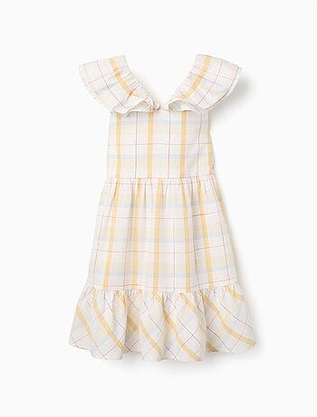 Robe en coton à carreaux avec volants B&S