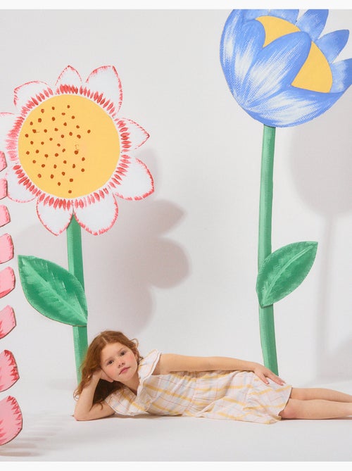 Robe en coton à carreaux avec volants B&S - Kiabi