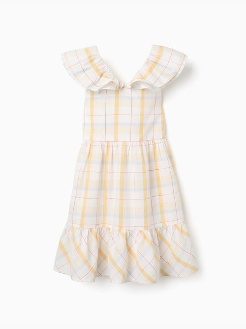 Robe en coton à carreaux avec volants B&S - Kiabi