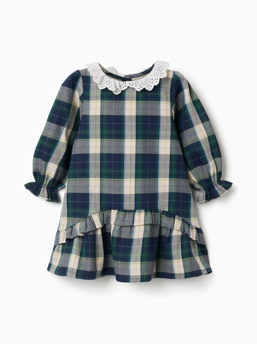 Robe en coton à carreaux avec volants b&s - Kiabi Robe en coton à carreaux avec volants b&s - Kiabi