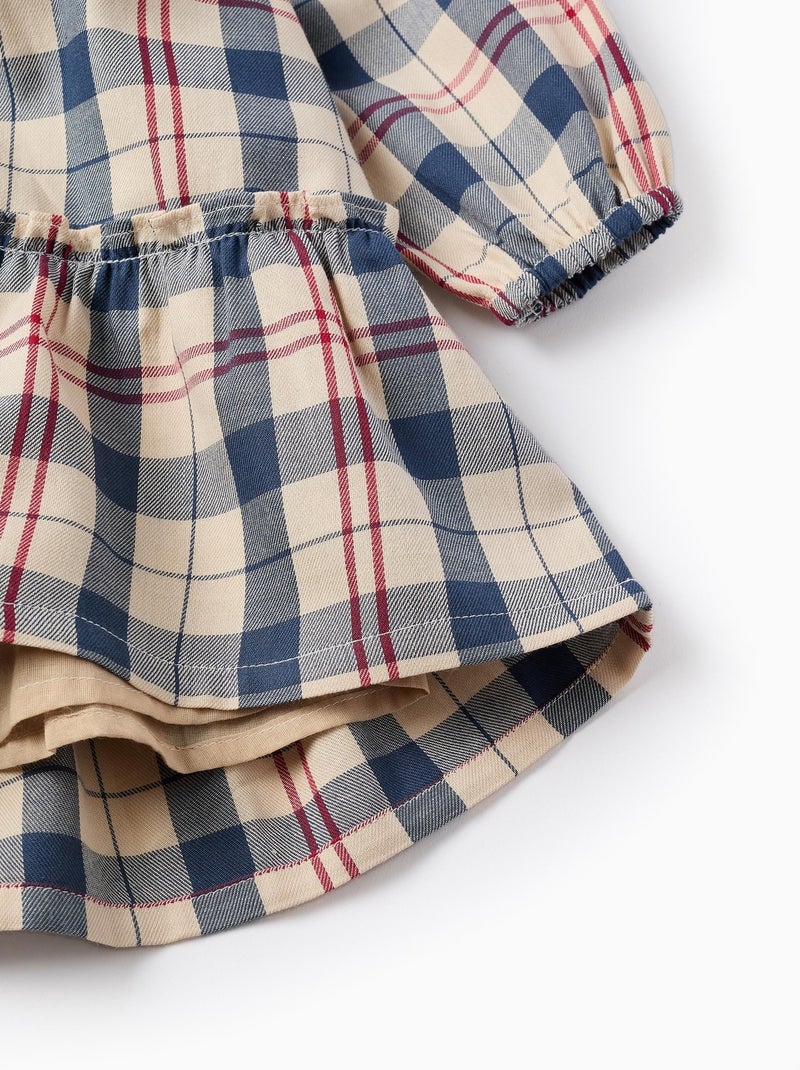 Robe en Coton à Carreaux Beige clair - Kiabi