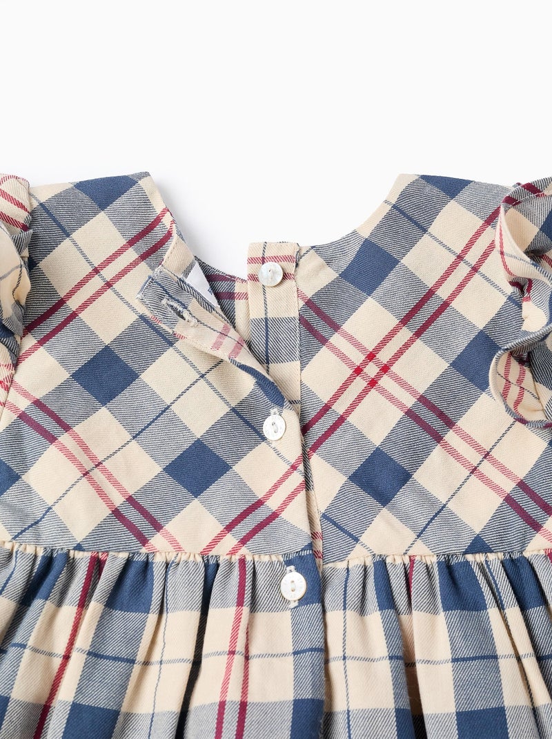 Robe en Coton à Carreaux Beige clair - Kiabi