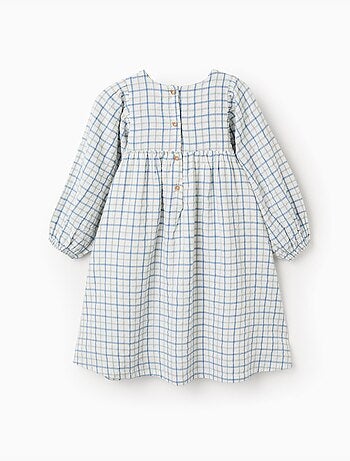 Robe en coton à carreaux et manches bouffantes