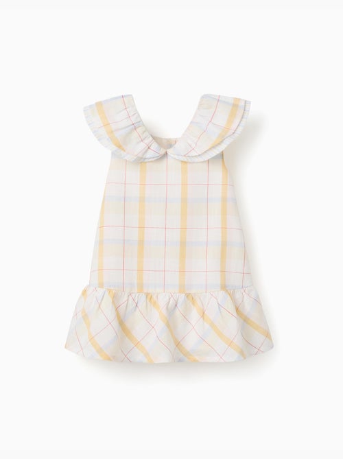 Robe en coton à carreaux et volants B&S - Kiabi