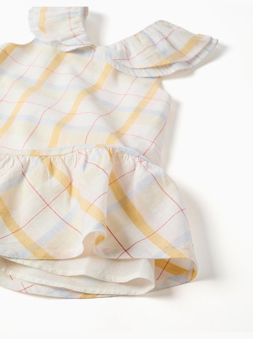 Robe en coton à carreaux et volants B&S - Kiabi