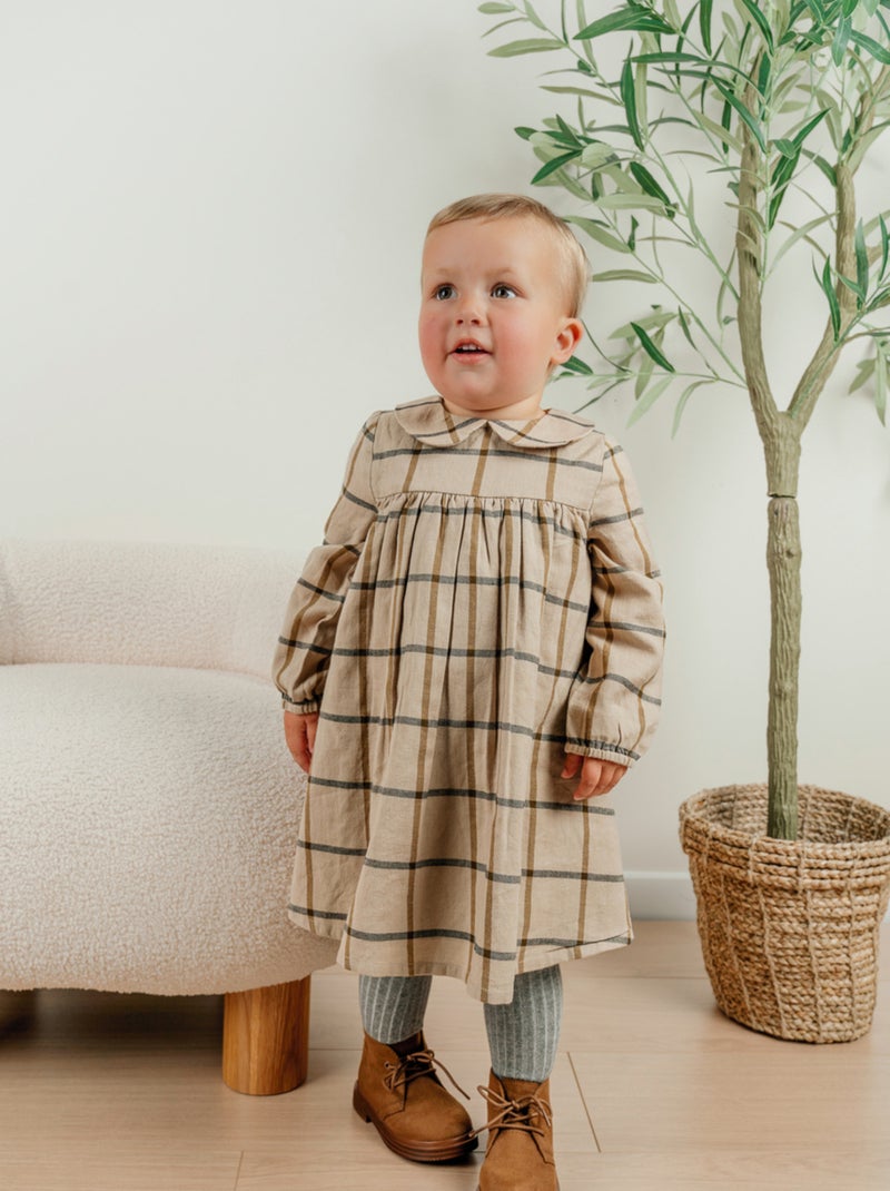 Robe en coton à carreaux Noukie's Beige - Kiabi