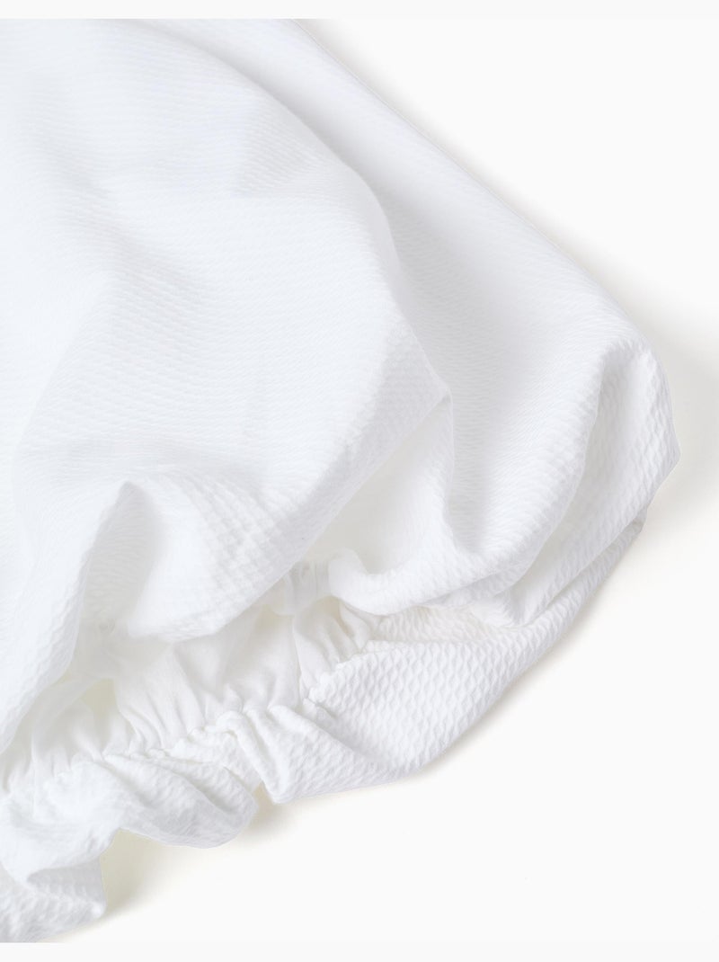 Robe en coton à effet ballon Blanc - Kiabi