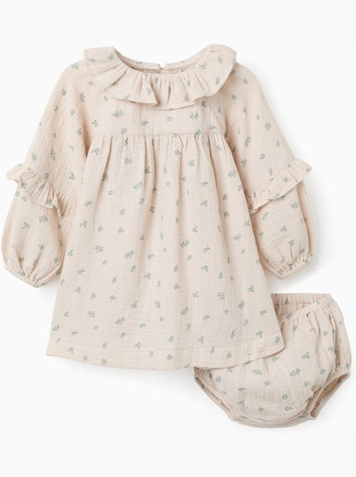 Robe en coton à fleurs + bloomer B&S - Kiabi
