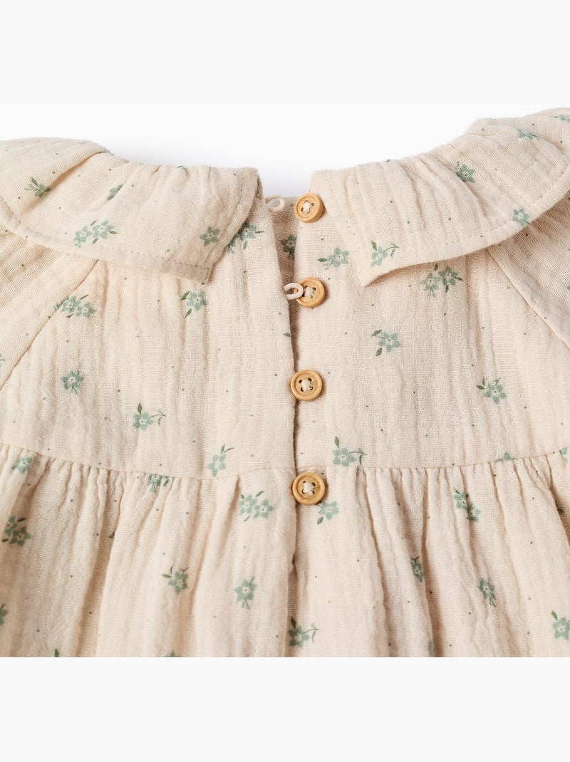 Robe en coton à fleurs + bloomer B&S Beige - Kiabi