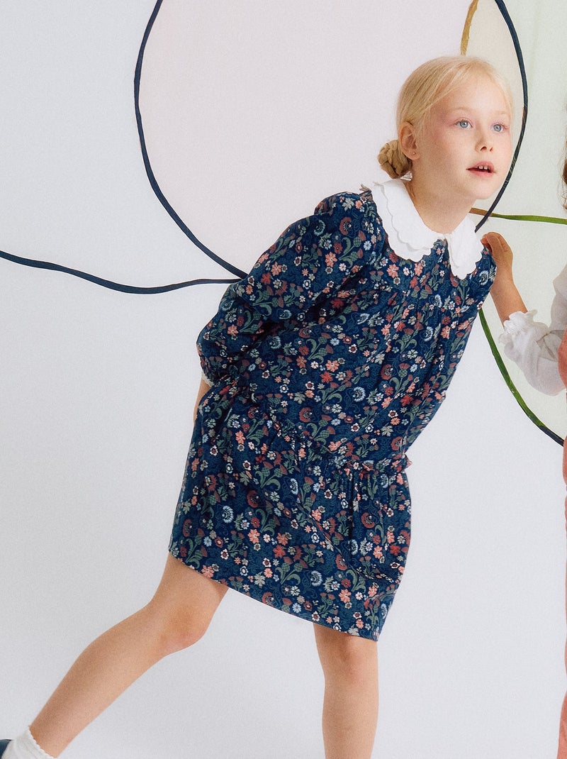 Robe en Coton à Fleurs en Bombazine Brothers & Sisters Bleu foncé - Kiabi