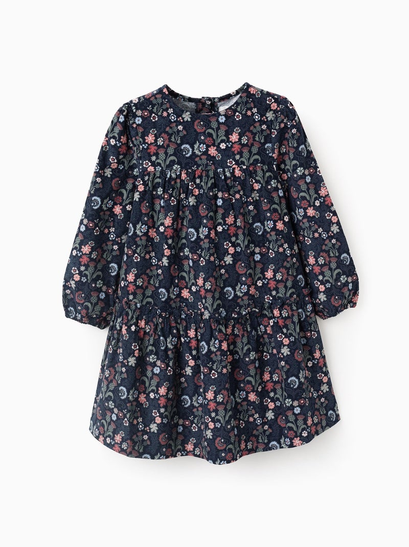 Robe en Coton à Fleurs en Velours Côtelé Brothers & Sisters Brothers & Sisters Bleu foncé - Kiabi