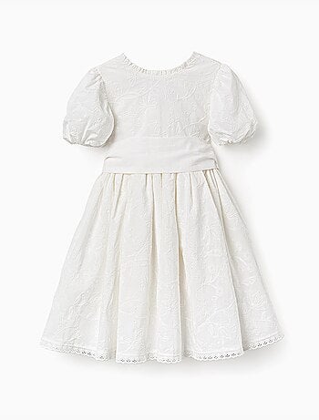 Robe en coton à manches ballon et ceinture