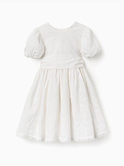 Robe en coton à manches ballon et ceinture - Kiabi