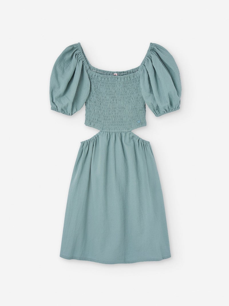 Robe en Coton à Manches Bouffantes Gris clair - Kiabi