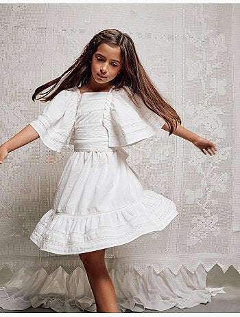 Robe en coton à manches cape et ceinture