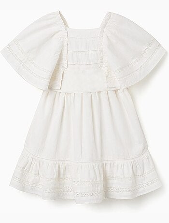 Robe en coton à manches cape et ceinture