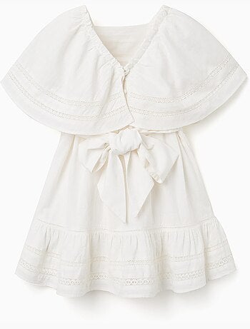 Robe en coton à manches cape et ceinture