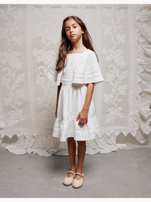Robe en coton à manches cape et ceinture - Kiabi