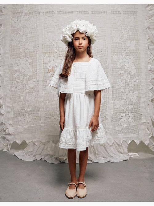 Robe en coton à manches cape et ceinture - Kiabi