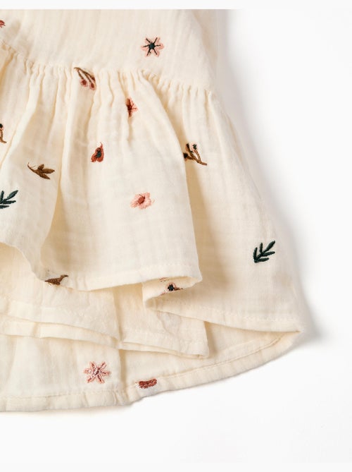 Robe en coton à manches longues avec broderie florale - Kiabi Robe en coton à manches longues avec broderie florale - Kiabi