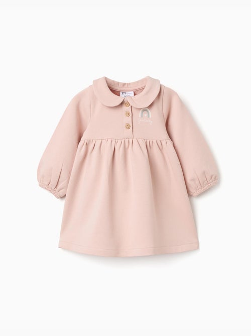 Robe en coton à manches longues et bouffantes - Kiabi