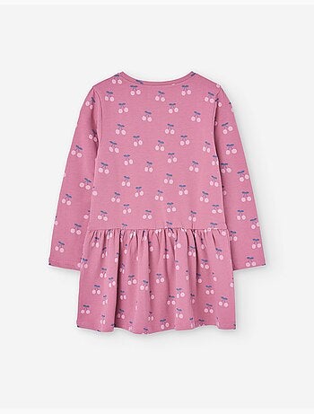 Robe en coton à manches longues et motif de cerises