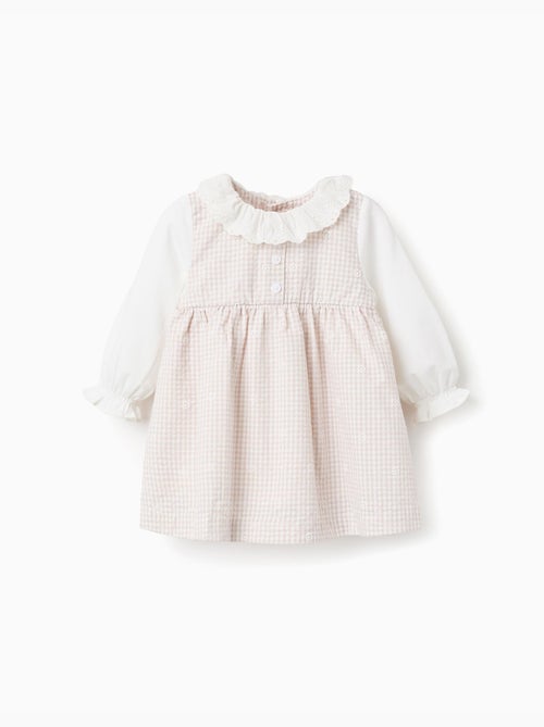 Robe en coton à manches longues et Vichy - Kiabi