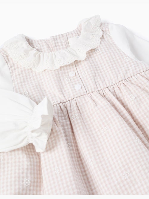 Robe en coton à manches longues et Vichy - Kiabi