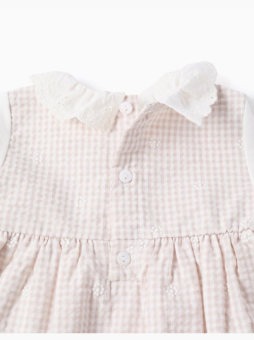 Robe en coton à manches longues et Vichy - Kiabi